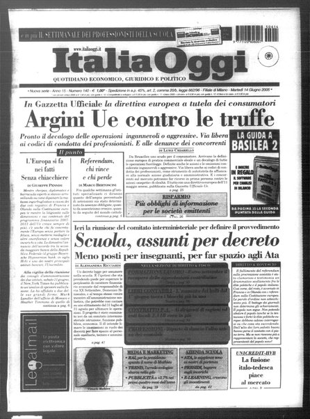 Italia oggi : quotidiano di economia finanza e politica